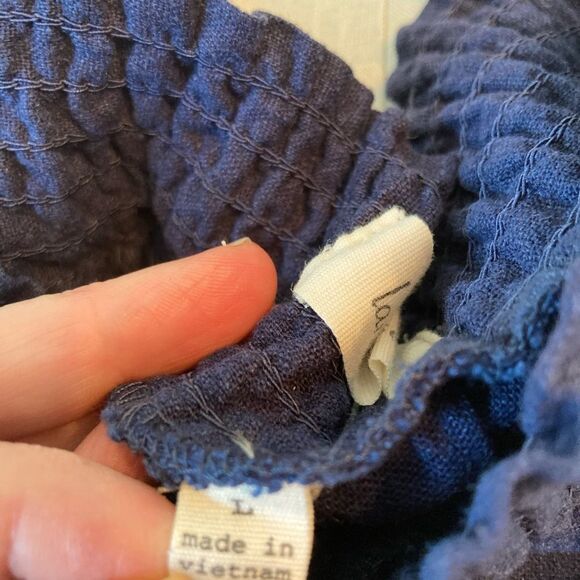 Land ‘ N Sea Navy linen high waist Wide-Leg Pants w/pockets & elastic waist - Picture 8 of 10